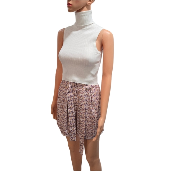 Zara Pink and White High Waist Bubble Shorts Tie Front (New) - Picture 6 of 12